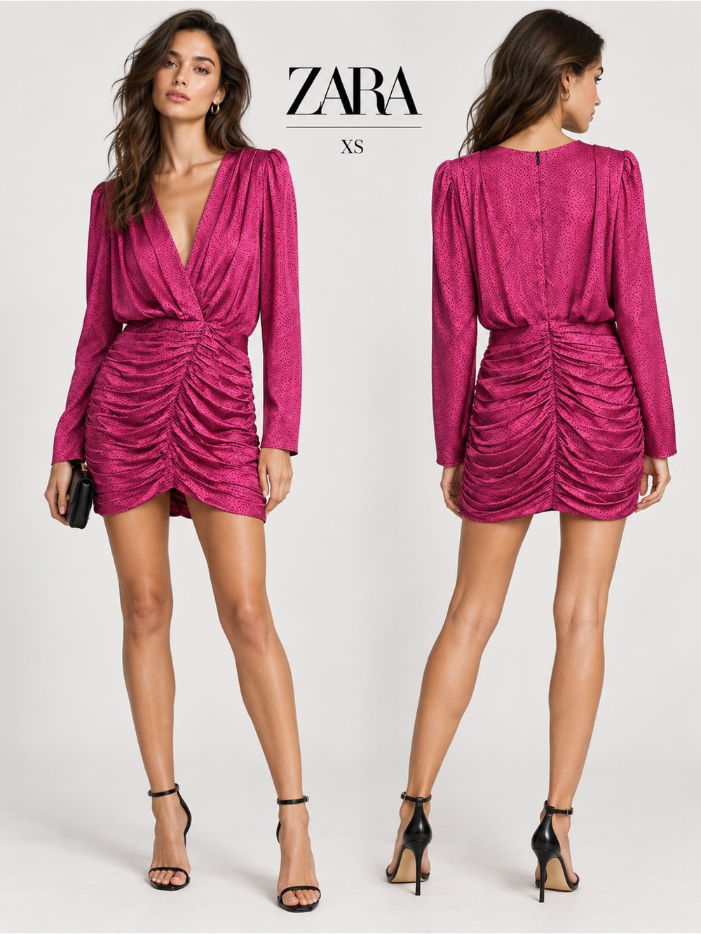 Zara Pink and Black Polka Dot Mini Dress - Picture 1 of 5